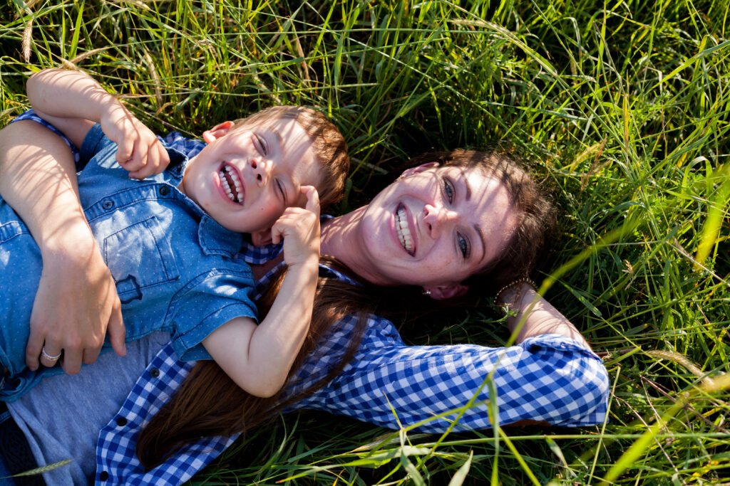 Mom and son relaxing at Mom & Me, amp in Gravenhurst, summer camp, Muskoka, family fun c